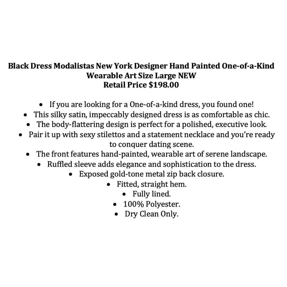 Black Dress New York Designer Hand Painted - Picture 6 of 6